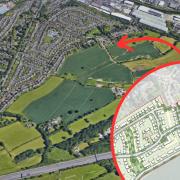The site of Woodhouse Garden Community near Brighouse and plans for its first phase of development