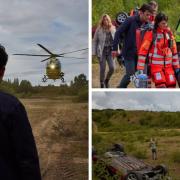 Yorkshire Air Ambulance played a big role in Emmerdale filming at a Denholme quarry.