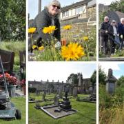 Volunteers restore the Chapel Street Cemetery to its former glory. The photo on the bottom right shows the overgrown cemetery years ago.