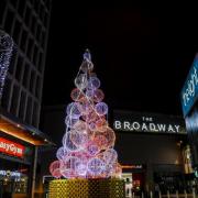 Christmas lights at Bradford's Broadway in 2020