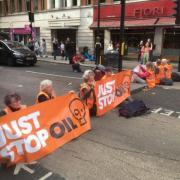 Jane Thewlis (third from left) at a Just Stop Oil protest in London back in October 2022