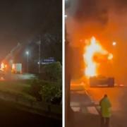 A truck on fire in Pheasant Drive, which is near the Birstall Shopping Park