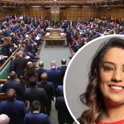 Naz Shah MP, pictured inset, and a view of the House of Commons