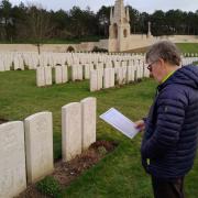 John Kermode reads Jack Tomlinson's poem at the grave of Ernest Goodwin