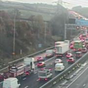 The scene on the M62 in West Yorkshire this morning