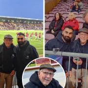 Joseph Keogh, 90, at Bradford City v Middlesbrough with Qamar Hussain and John