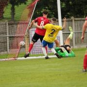 Jake Maltby (8) scored Silsden's winning goal on Saturday against Albion Sports. Picture: Linda Gartland.