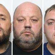 Dewsbury's Lee Harris (middle) and Nottinghamshire men Liam Gunn (left) and Callum Lane (right) were sentenced today after pleading guilty to conspiracy to supply class A drugs. 