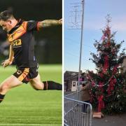 Rugby player Jordan Lilley, pictured left, and Wibsey Christmas tree shown right. Photos by Tom Pearson and Wibsey Events Group