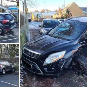 The damaged Ford Kuga following a crash in Cottingley
