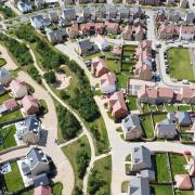 An aerial view of a Brighouse Garden Communities green link. Copyright: JTP