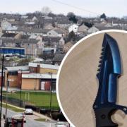 A general view of Broadstone Way and Holme Wood and the knife seized by police