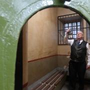 Les Vasey in the old cells at Bradford Police Museum