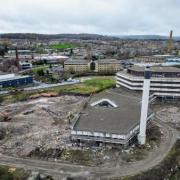 This drone image shows progress on the demolition of the former HMRC site at Shipley.