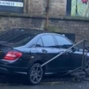 A car crashed into a traffic light at the bottom of Carr Lane in Shipley.
