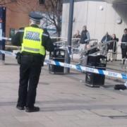 The scene outside Leeds Bus Station yesterday