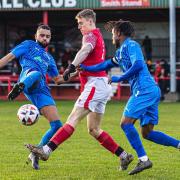 Eccleshill (blue) have shown plenty of fight this season despite their struggles, and they got the rewards for their determination on Saturday.