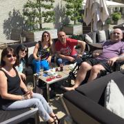 The Casson family on Dolder Grand Terrace in Zurich, the day before Nigel died in the Dignitas clinic