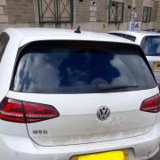 Police seized this white Volkswagen Golf GTD for no tax or MOT