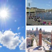 Sunny conditions are expected in both Bradford (top right) and Barcelona (bottom right) tomorrow