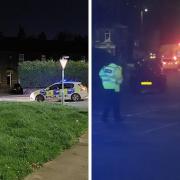 The police scene in Bradford Road, in Idle last night. First image shows a view from Idlecroft Road