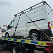 Police seized this white Transit van from outside a business premises in Batley after it raised concerns about the vehicle