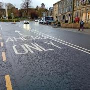 'Ahead Only' no right turn from Skipton High Street