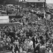 Crowds flock to Harry Ramsdens for a cut-price meal in 1952. Picture: Aireborough Historical Society