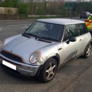 Police seized this silver Mini Cooper in Halifax Road, Bradford