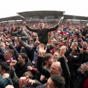 Wrexham fans celebrate winning promotion last season