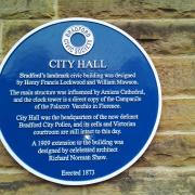The blue plaque at City Hall