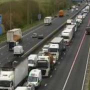 There were long delays on the M62 after a crash