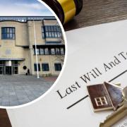 A file picture of a will and (inset) Bradford Crown Court