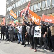 The picket line at the Jobcentre on Manningham Lane