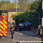 The scene of the crash at the junction of Halifax Road and Royds Hall Lane, Bradford