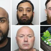 Mohammed Laher (left) has been jailed along with Myles Shepherd (top right), Mohammed Ismail (middle top row), and Andrew Bullough (middle bottom row) in connection with an investigation into serious organised crime
