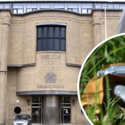 Bradford Crown Court and a file photograph of nitrous oxide canisters