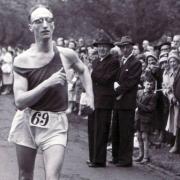 Nine-time Bradford Whit Walk winner Albert Johnson, in 1961. He was the most famous walker of the annual walking race