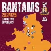 A map showing all next season's away trips for Bradford City