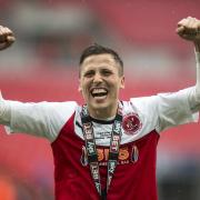 Antoni Sarcevic celebrates after scoring Fleetwood's Wembley play-off winner