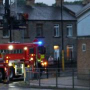 Firefighters at Cleckheaton bus station