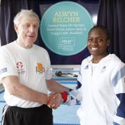 Nicola Adams helps to unveil a plaque at Huggy’s for her coach Alwyn Belcher