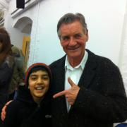 Ubayd Rehman with Michael Palin on the set of Remember Me