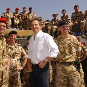 Tony Blair meeting troops in the port of Umm Qasr, Iraq. Picture: Stefan Rousseau/PA Wire