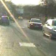 A police image of the two cars racing 'bumper to bumper' up Bowling Back Lane