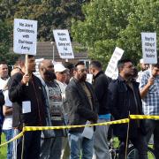 The protest against the treatment of Rohingya Muslims fleeing Myanmar