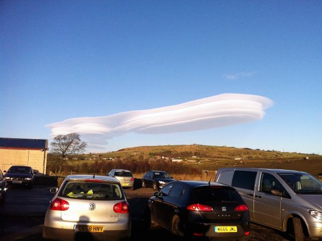 Readers' pictures of the lenticular cloud formations across Bradford on Thursday takne as just leaving the moorlands near Illingworth, Hlaifax