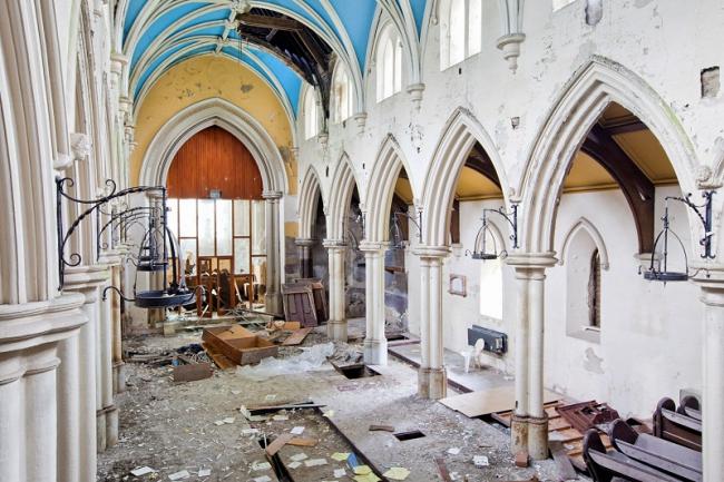 A picture taken by urban explorers which highlights the damage to the derelict church