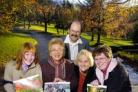 With the Peel Park calendar, are, above, from left: Helen Attwood, Coun Howard Middleton, Audrey Cullender, Colleen Middleton and Janet Attwood