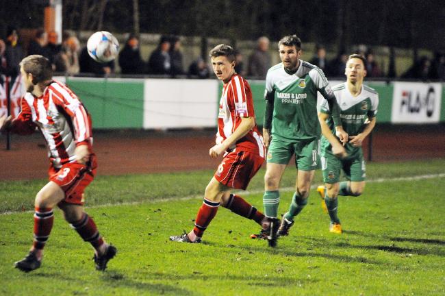 INJURY WOES: Paul Walker in action against Altrincham but Avenue are counting the cost of playing two games in three days